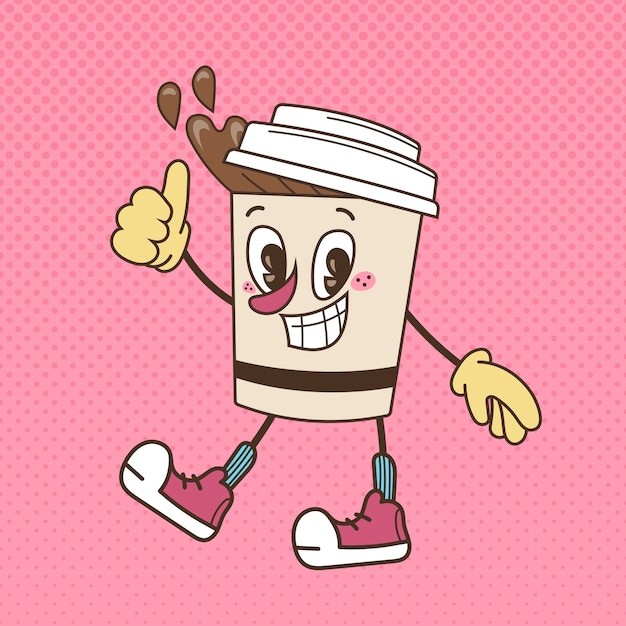 手绘卡通咖啡杯插画