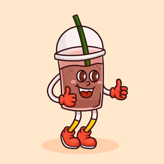 手绘卡通咖啡杯插画