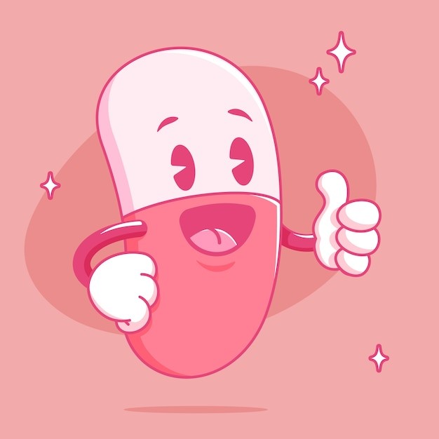 手绘药丸卡通插图