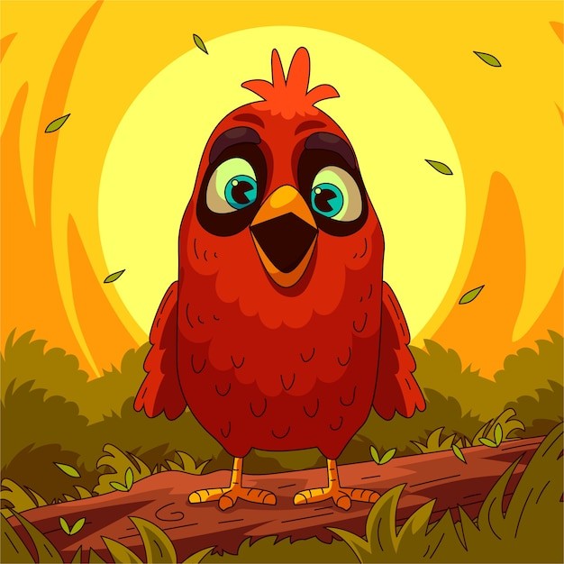 手绘鹦鹉鸟卡通插图