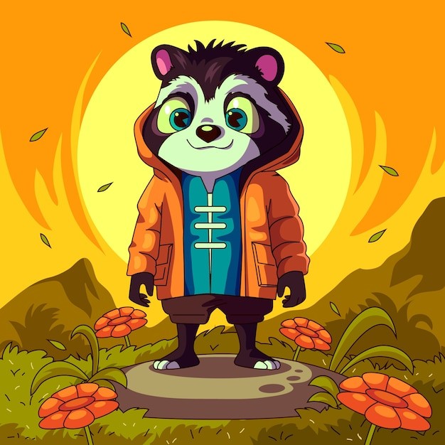 手绘獾卡通插图