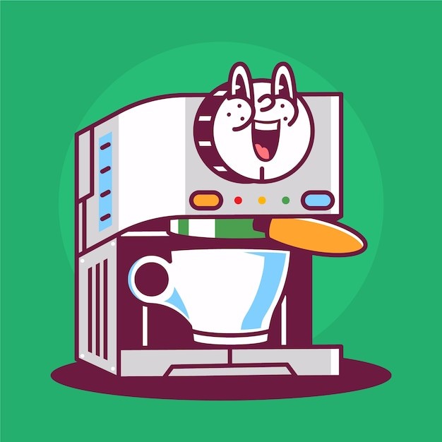 手绘咖啡卡通插画