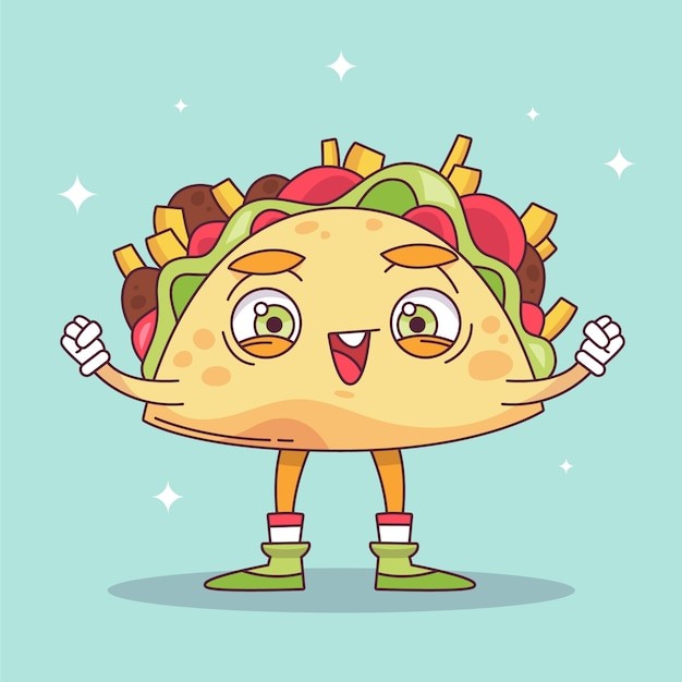 手绘炸玉米饼卡通插图