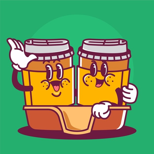 手绘咖啡卡通插画