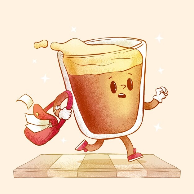 手绘咖啡卡通插画