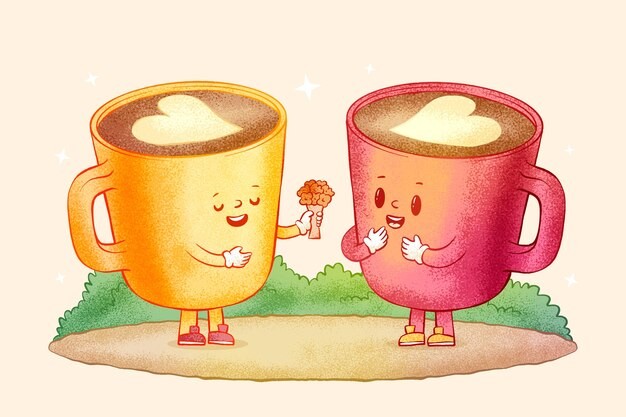 手绘咖啡卡通插画