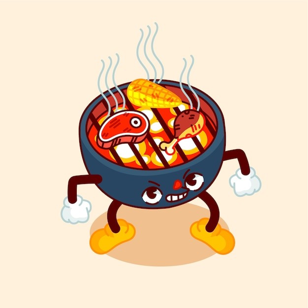 手绘烧烤卡通插画