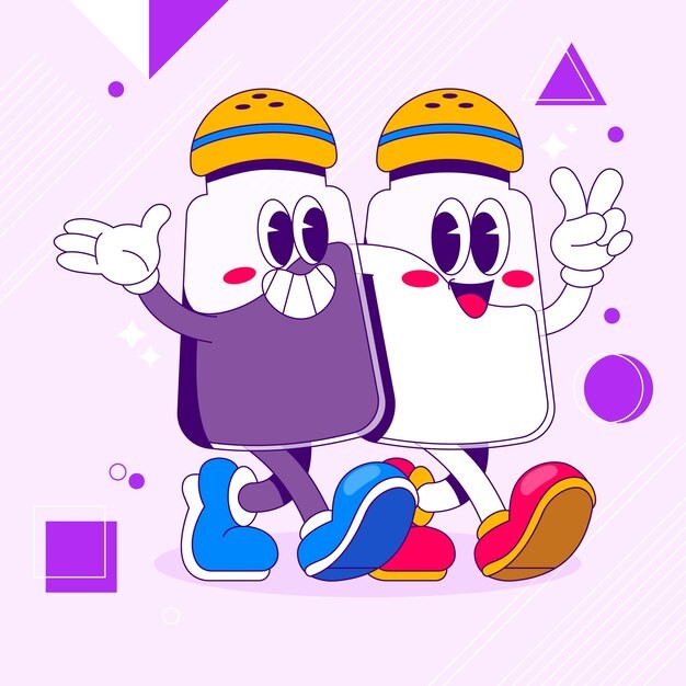 手绘盐卡通插图