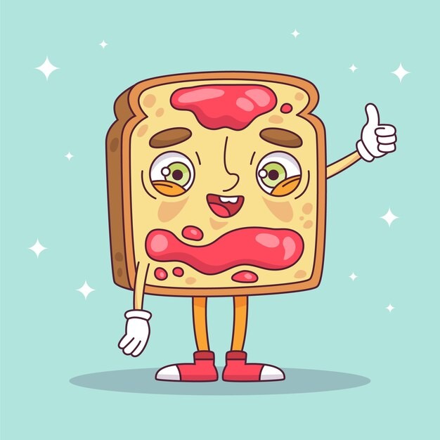 手绘吐司卡通插画