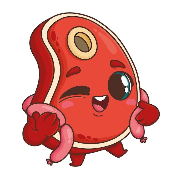 手绘肉卡通插画