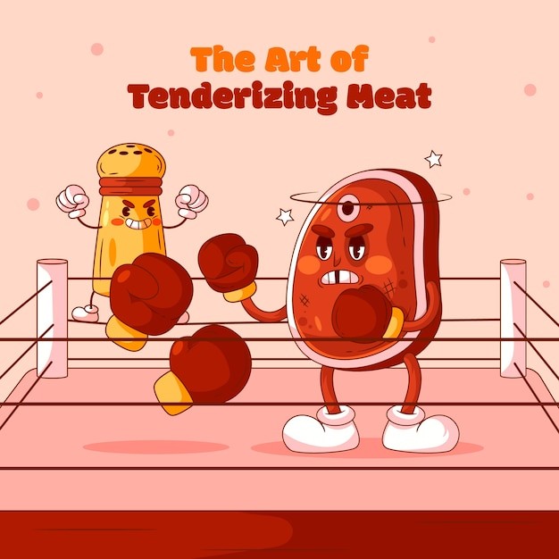 手绘肉卡通插画