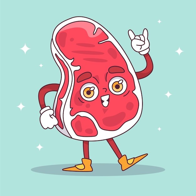 手绘肉卡通插画