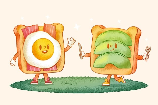 手绘吐司卡通插画