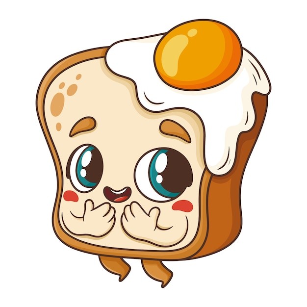 手绘吐司卡通插画