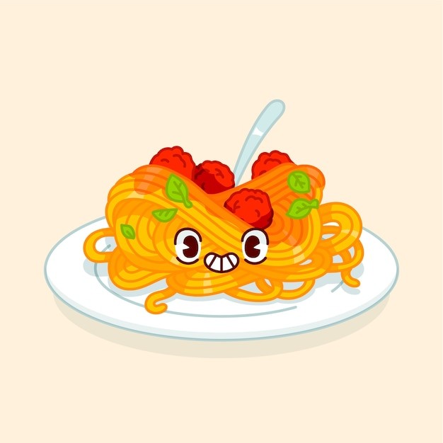 手绘面食面条卡通插图