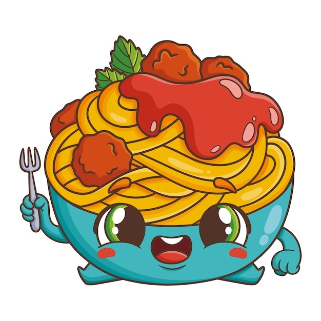 手绘面食面条卡通插图