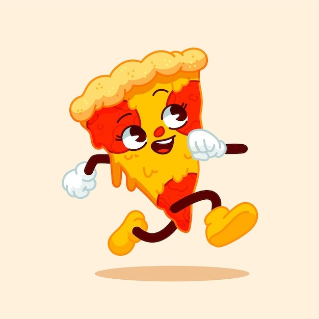 手绘披萨卡通插画