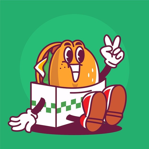 手绘汉堡卡通插画