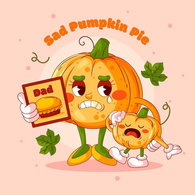 手绘南瓜卡通插画