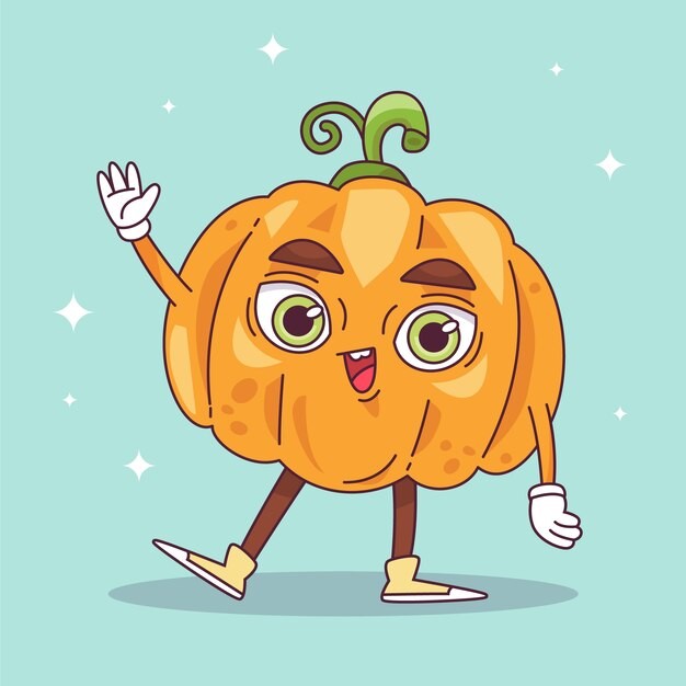 手绘南瓜卡通插画