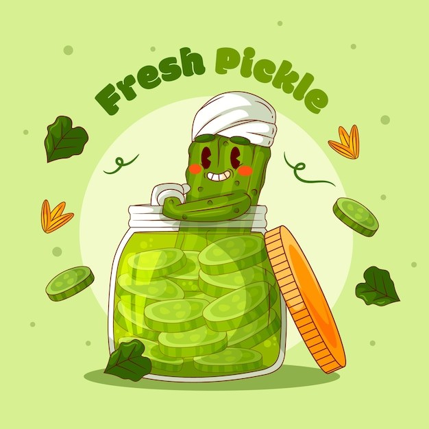 手绘泡菜卡通插画