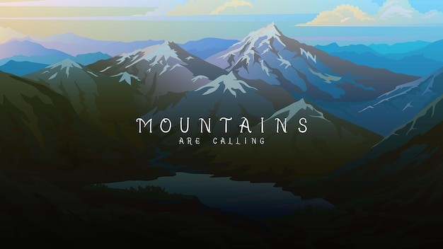 山脉户外风景插画