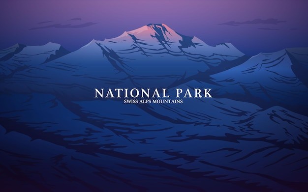 山脉户外风景插画