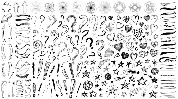 手绘标点符号箭头分号感叹号爱心