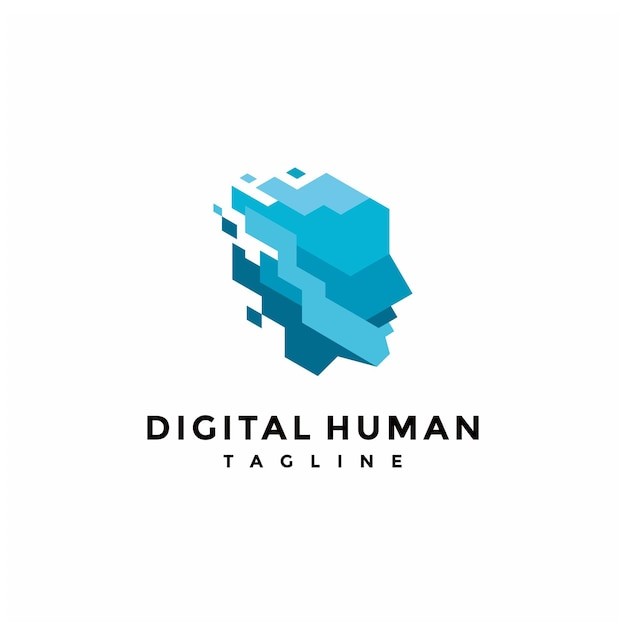 数字人像头部科技标志logo