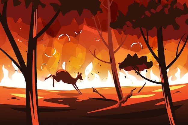 森林火灾森林大火插画