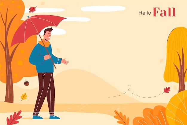 秋天的户外男人插画