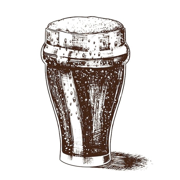 复古手绘一杯啤酒