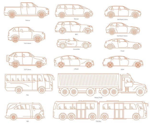 汽车侧视图线条线稿