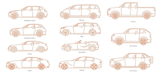 汽车侧视图线条线稿