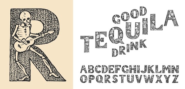 复古骷髅英文字母字体