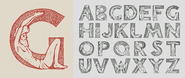 复古瑜伽风格英文字母字体