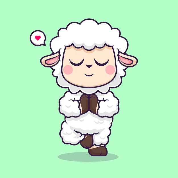 做瑜伽的绵羊插画