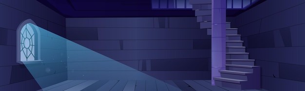 地下室监狱夜晚室内插画