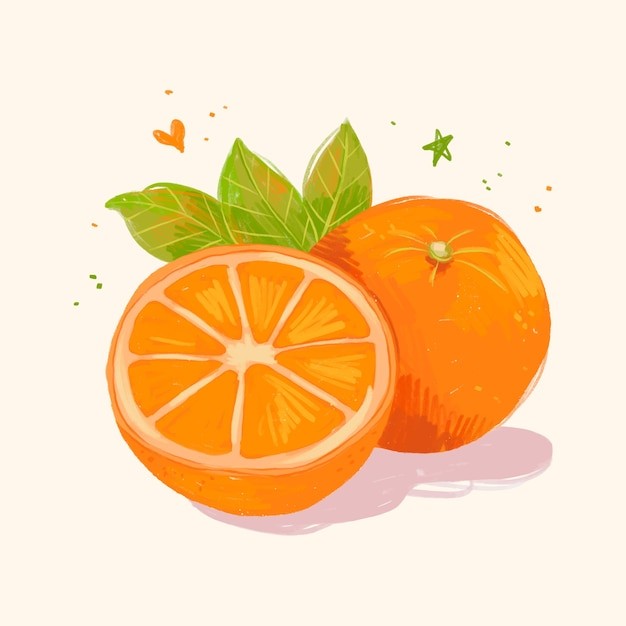 手绘橙子插画