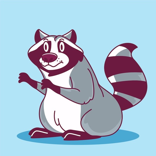 手绘浣熊卡通插画