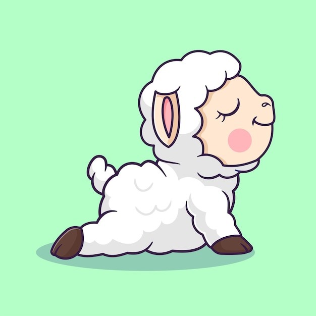 做瑜伽的绵羊插画