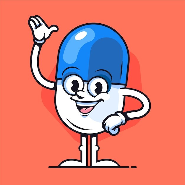 手绘药丸卡通插图