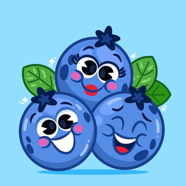 手绘蓝莓卡通插画