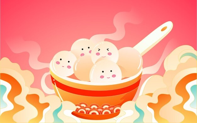 元宵节插画海报