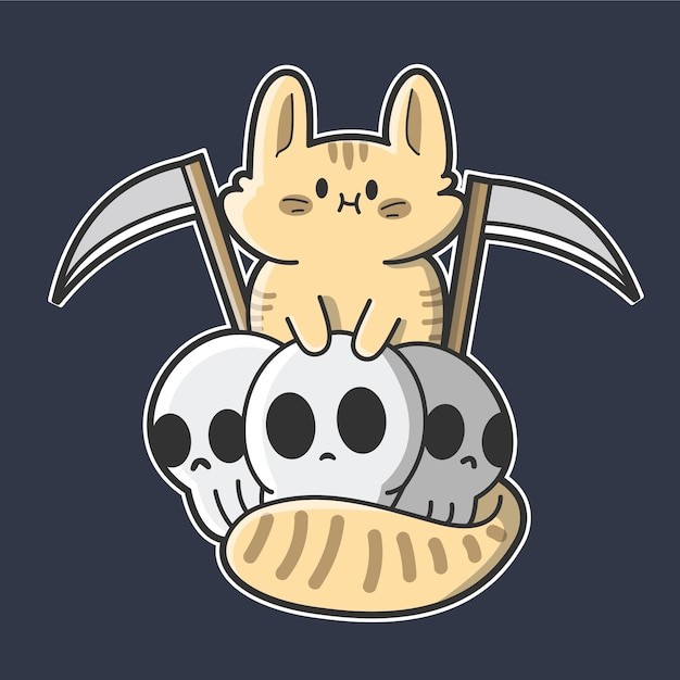 可爱猫死神插画
