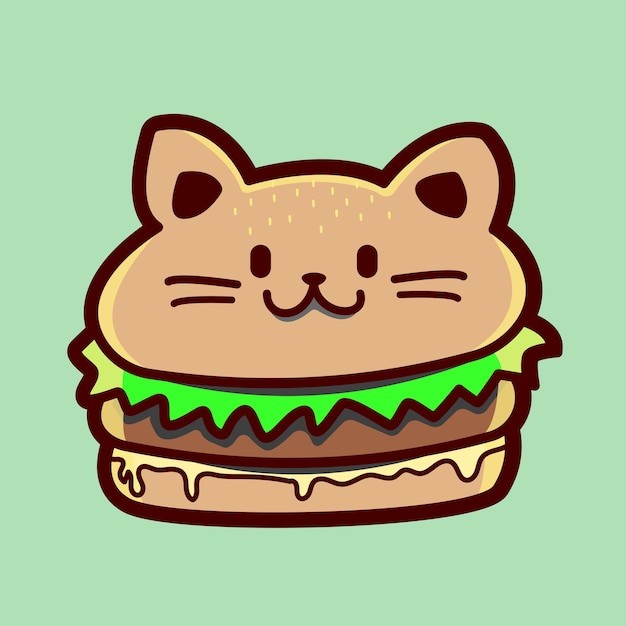 可爱汉堡猫插画