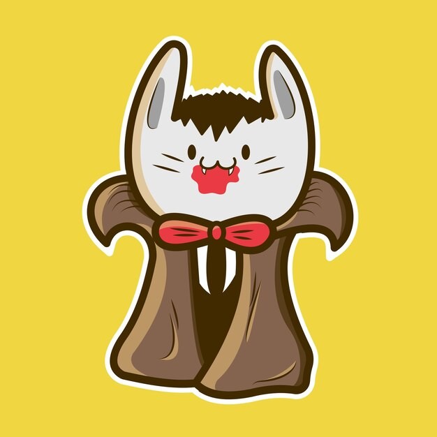 可爱吸血鬼猫插画