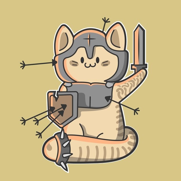 可爱武士猫插画