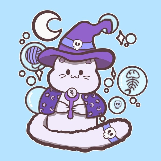 可爱巫师帽插画