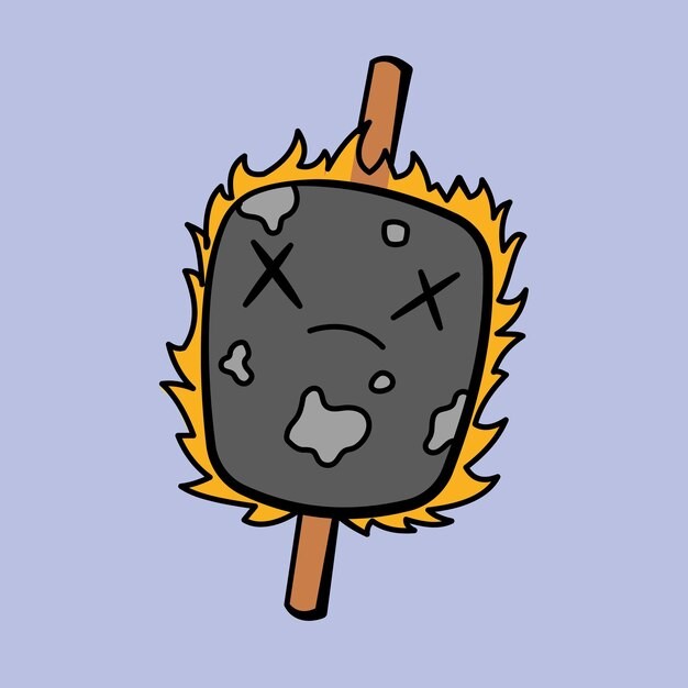 可爱烧焦的棉花糖插画